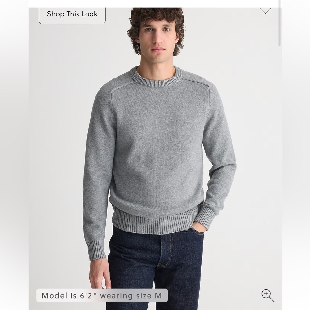 J. Crew Men's Heritage Cotton Crewneck Charcoal Sweater